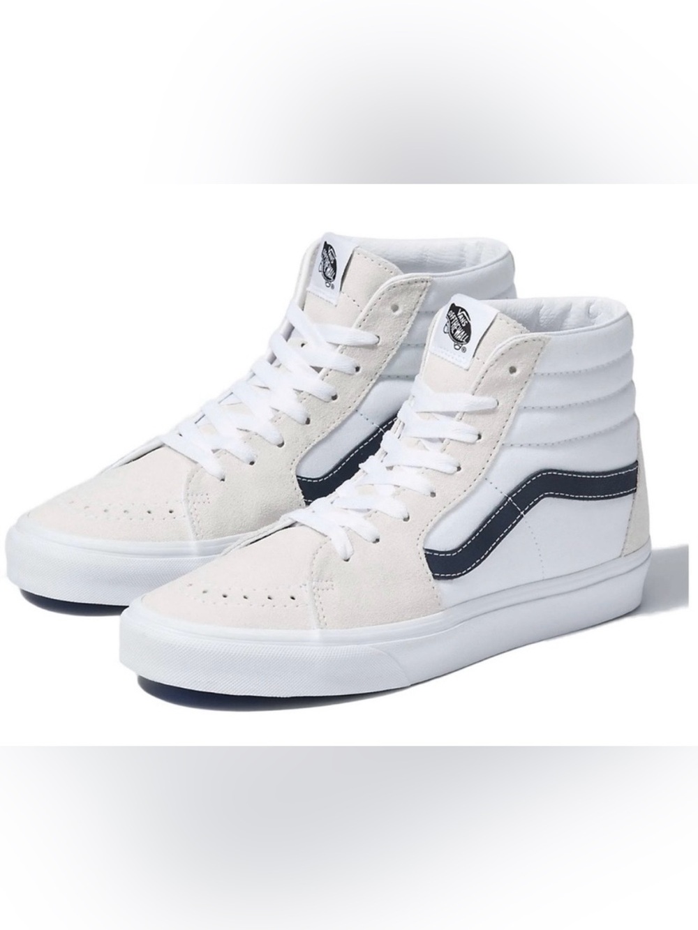 Vans New Sk-8 Hi Suede Shoes in Suede/Canvas in White/Black Kids US 5.5 NWOT